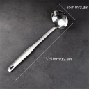 Cucharón de acero inoxidable con pico vertedor 32,5 x 8,5 cm Cucharón brillante para sopa y aceite Cuchara duradera para la cocina Utensilios para servir fabricados en acero 2