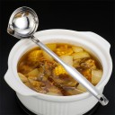 Cucharón de acero inoxidable con pico vertedor 32,5 x 8,5 cm Cucharón brillante para sopa y aceite Cuchara duradera para la cocina Utensilios para servir fabricados en acero 4