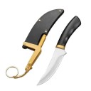 Cuchillo de cocina para frutas y carne con funda 17 cm Acero inoxidable Hoja plateada mango de plástico negro Cuchillo de corte para uso en cocina 2