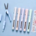 Cuchillo de corte de cerámica 2 en 1 con tijeras, cortador de papel multifuncional Morandi Color School, cuchillo de papel para manualidades 7