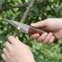 Cuchillo de injerto con funda de PU de piel 19,5 cm Cuchilla de acero inoxidable con patrón de damasco y mango de madera Para injertos y vacunaciones 5