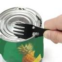 Cuchillo multifuncional de camping 5 en 1 13 cm de acero inoxidable cuchara tenedor y abrebotellas negro utensilio turístico para camping y viajes 3