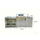 Cucina esterna con grill, lavello e frigorifero 2,37 x 0,93 x 0,6 m in acciaio inox 304, linea cucina argentata per il giardino 4