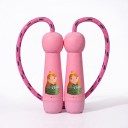Cuerda de saltar para niños con motivo de princesa Mangos de madera Cuerda de algodón suave 2,7 m Longitud ajustable Para niños hasta 160 cm Rosa 1