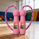 Cuerda de saltar para niños con motivo de princesa Mangos de madera Cuerda de algodón suave 2,7 m Longitud ajustable Para niños hasta 160 cm Rosa 5