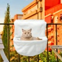 Cuib suspendat pentru pisici pe radiator 45,5 x 39 x 25,5 cm Coș moale alb Cadru metalic pliabil Pe balustradă și cușcă Husa lavabilă 2