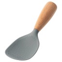 Cuillère à riz en silicone pour cuisine 21 x 7,5 cm Cuillère en bois antiadhésive Ustensile de cuisine résistant à la chaleur avec manche 4