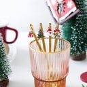 Cuillère à thé avec un pendentif de Noël suspendu à l'extrémité du manche Surface brillante Acier inoxydable Longueur 13,5 cm Pour mélanger 17