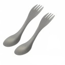 Cuillère avec fourchette 2 en 1 16,5 cm ultra légère vaisselle portable argentée cuillère de camping fourchette pour camping pique-nique et voyage 2 1