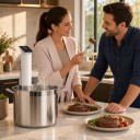 Cuit sous vide plongeant Wancle 1100 W Étanche Écran tactile LED Précision ±0,1 °C Tube en acier inoxydable amovible Blanc Pour la viande 7