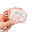 Culoare AirPods 4 Pachet Roșu strălucitor cu model de fundiță drăguță, Carcasă din silicon moale și transparent, protecție împotriva zgârieturilor 4