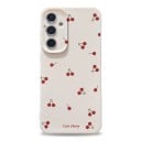 Culoare de fundal pentru Samsung Galaxy A36 cu imprimeu de cireșe Rezistent Silicona Protejează camera Textură granuloasă Inscripția Cireșe drăguțe Utilizare zilnică 10