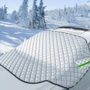 Culoare magnetică pentru parbriz auto 110 x 160 cm Proiectat 7 straturi Argintiu Acoperiri oglinzi și flapsuri laterale Protecție împotriva zăpezii 3