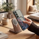 Culoare magnetică pentru Samsung Galaxy A15 5G Rezistent Imprimare stradă japoneză Încărcare wireless Cadru negru și butoane portocalii 5