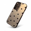 Culoare mată pentru Samsung Galaxy A56 5G cu model de inimioare Rezistent și ultra subțire Fundal gri și inimioare negre Cadru negru pentru cameră Pentru fiecare zi 2
