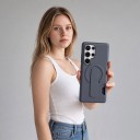 Culoare plastic pentru Samsung Galaxy S24+ cu suport pentru card Bandă glisantă ca suport pentru deget Suport pentru încărcare magnetică 11
