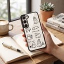 Culoare transparentă cu brățară pentru încheietura mâinii Samsung Galaxy A16 Rezistent Motiv cu câini desenați Margini negre Protecție pentru cameră 5