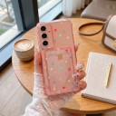 Culoare transparentă cu buzunar pentru card Samsung Galaxy A15 5G Inimi colorate Rezistent Colțuri întărite Protecție pentru cameră 3