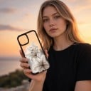 Culoare transparentă rezistentă la șocuri pentru iPhone 18 Pro Max cu motiv vintage de flori de crin alb și ramă neagră Protecția telefonului 8