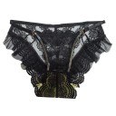 Culottes en dentelle pour femmes avec motif floral et volants décoratifs sur les bords, lingerie sexy pour un usage quotidien, taille universelle 1