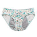 Culottes menstruelles 3 couches en coton et élasthanne blanches avec motif floral sous-vêtements pour utilisation pendant les menstruations ensemble de 3 pièces 5