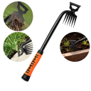 Cultivatore da giardino a doppia testa per erbacce e lavorazione del terreno 37 cm acciaio inossidabile nero arancione attrezzo manuale con 6 denti 3