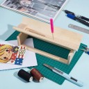 Cuna de perforación de madera para encuadernación de libros, set de 3 piezas con soporte en V 215x90x54 mm, madera natural clara para encuadernación manual 3