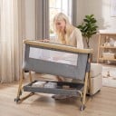 Cuna de viaje plegable y cuna de cama 3 en 1 Altura ajustable Cuna Colchón 88 x 45 cm Ruedas y Mosquitera 3