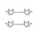 Cuore di diavolo paio di gioielli per capezzoli dimensione 1,6 mm Piercing corporeo lucido per donne e ragazze Motivo audace con stile distintivo 1