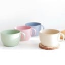 Cup for Tea and Coffee with Handle Volume approx. 250 ml Material made from Straw and Plastic Finely Dotted Surface Wide Shape Dimensions 7 x 5