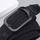 Curea elastică țesătă unisex 3,3 cm Curea textilă neagră cu cataramă metalică Accesoriu de modă flexibil pentru blugi, pantaloni 6