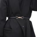 Curea îngustă de damă 95 x 1,5 cm Accesoriu de modă elegantă din piele artificială Cataramă aurie Cureaua elegantă pentru pantaloni 2