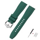 Curea pentru ceas de 22 mm Curea din cauciuc siliconic cu capăt rotunjit pentru Swatch Omega Moonswatch Omega Speedmaster Seiko curea rezistentă la apă cu cataramă argintie 8