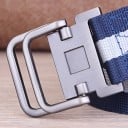 Curea unisex din pânză cu cataramă inelară dublă metalică Curea textilă neagră reglabilă Accesoriu de modă pentru blugi și pantaloni 9