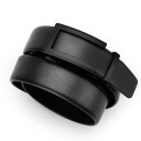 Cureaua barbateasca din piele neagra cu catarama automata Accesoriu elegant de moda din piele naturala Lungime reglabila Potrivita atat pentru costume cat si pentru imbracaminte casual 5