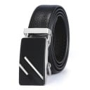 Cureaua eleganta neagra pentru barbati din piele PU cu catarama metalica automata Lungime reglabila Accesoriu barbatesc modern pentru costume si blugi 2