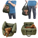 Cuscino da viaggio per auto con cintura di sicurezza 50×50×30 cm seggiolino antiscivolo per cani cuscino lavabile con tasca di stoccaggio 5