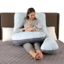 Cuscino Gravidanza 130×70×18 cm a Forma di U Lungo Tutto il Corpo Ergonomico Cuscino per Allattamento Confortevole Traspirante Fodera Lavabile con Zip 4