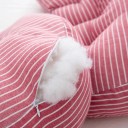 Cuscino Gravidanza Multifunzionale a Forma di U per Dormire in Fibra di Bambù Cotone Altezza Regolabile Design Traspirante Cuscino per Allattamento Rosa con Strisce Bianche 3
