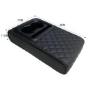 Cuscino per bracciolo 35 x 21 x 7,5 cm Nero con motivo a quadretti Copertura in PU con 2 portabicchieri Spazio di stoccaggio per carte Cinghia elastica 4