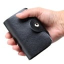 Custodia da viaggio per documenti e carte con tasche trasparenti Chiusura con bottone a pressione in metallo Materiale in pelle PU 11