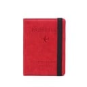 Custodia da viaggio per passaporto e documenti con cinturino elastico Custodia in pelle PU con scritta Passport e motivo aereo 14,6 x 3