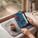 Custodia flip blu scuro da 6 pollici per Kindle di 10ª generazione 2019 con fiori di campo e foglie in acquerello e con cinturino da polso e pellicola 7