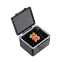 Custodia nera per batterie 11,3x12,4x7,6 cm Scatola di plastica per 28 batterie AA Organizzatore protettivo con coperchio per stoccaggio e trasporto 6