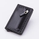 Custodia per carte e documenti in pelle PU con contenitore in alluminio e tasca con zip Dimensioni compatte 10 x 2 x 6,8 cm Adatta per tasche 2