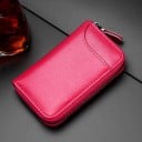 Custodia per chiavi dell'auto in vera pelle per uomini e donne Portachiavi con zip con bordi cuciti Dimensioni compatte 12 x 2,5 x 7,5 cm 3