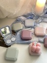 Custodia per lenti a contatto con specchio e accessori dimensioni 5,9 x 5,9 x 2 cm custodia in plastica colorata per viaggiare 9