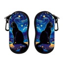 Custodia per occhiali 17,9 x 8,5 cm con motivo di gatto nero Design elegante Motivo semplice Moschettone Chiusura a zip 1