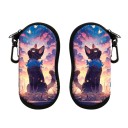 Custodia per occhiali 17,9 x 8,5 cm con motivo di gatto nero Design elegante Motivo semplice Moschettone Chiusura a zip 4