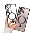 Custodia trasparente con bordi rivestiti e supporto MagSafe per Samsung Galaxy S23 Plus 3